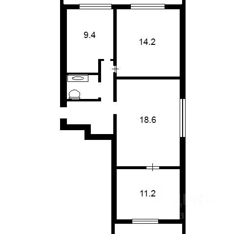 3-комн., 63,8 м², 3/14 этаж