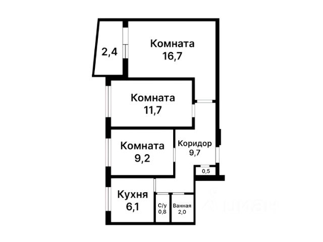 3-комн., 58 м², 4/9 этаж