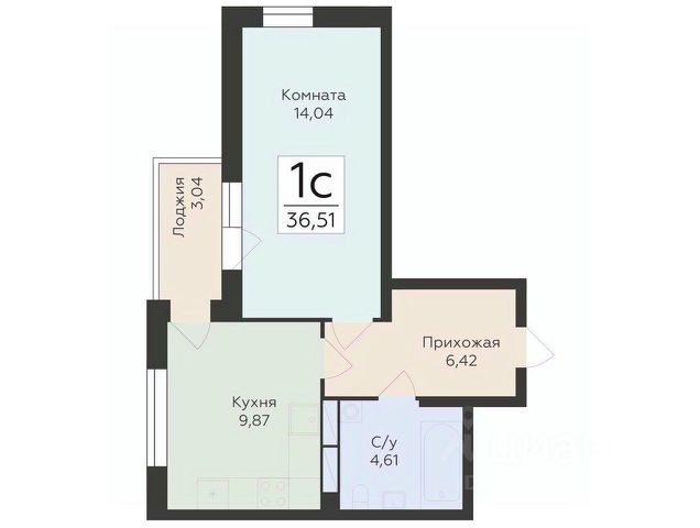 1-комн., 36,5 м², 3/19 этаж