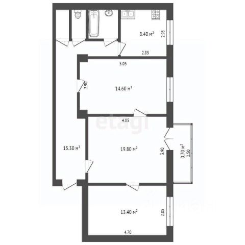 3-комн., 76,7 м², 4/5 этаж