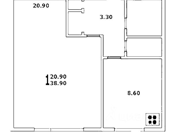 1-комн., 42 м², 3/12 этаж
