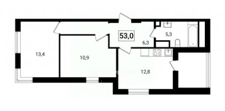 2-комн.кв., 53 м², этаж 9