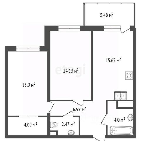 2-комн., 62,7 м², 10/25 этаж
