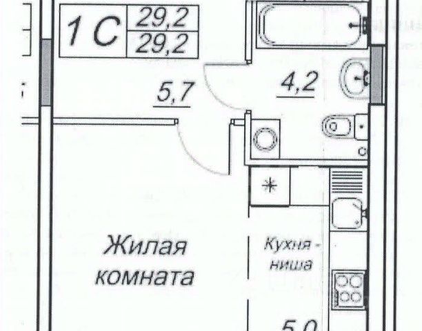 Студия, 30 м², 2/17 этаж