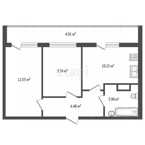 2-комн., 42,7 м², 21/23 этаж