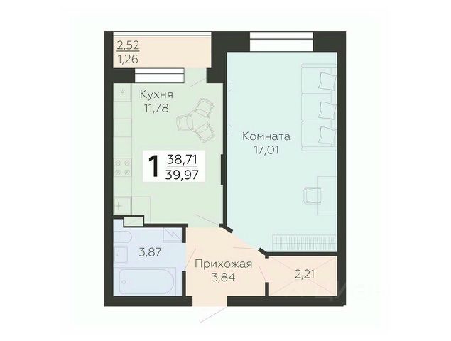 1-комн., 40 м², 10/24 этаж