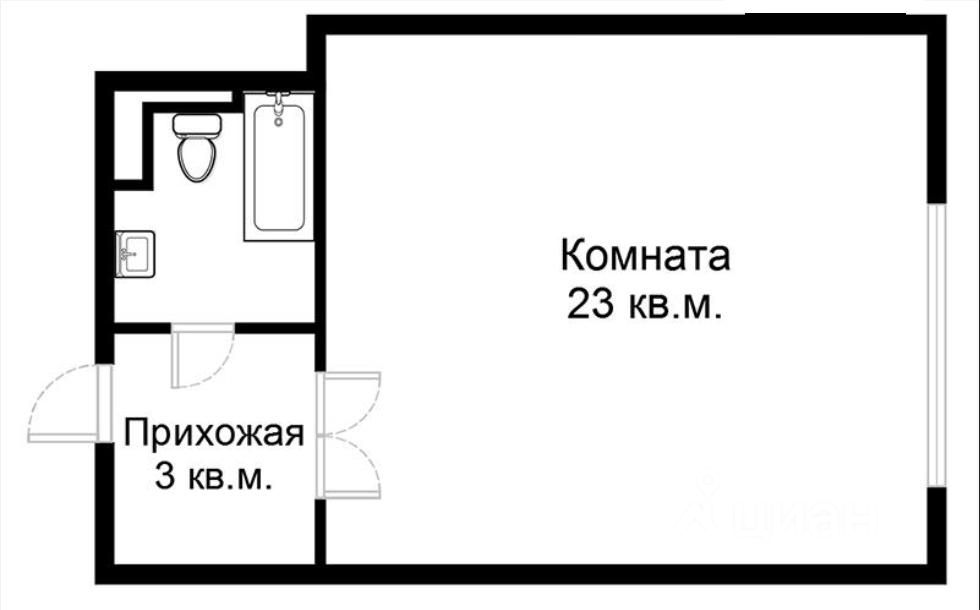 Планировка этой квартиры по данным Циан