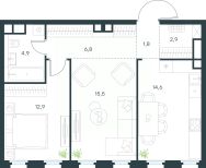 2-комн.кв., 59 м², этаж 21