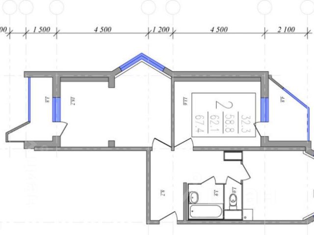 2-комн., 62,3 м², 8/17 этаж