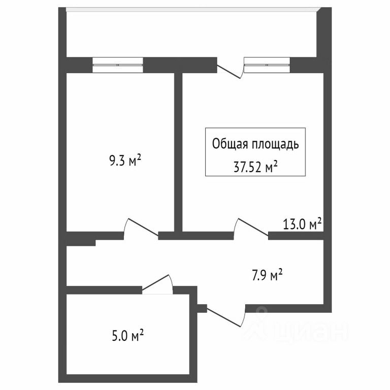 Планировка этой квартиры по данным Циан
