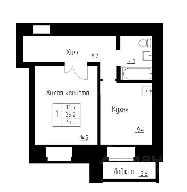 Планировка этой квартиры по данным Циан