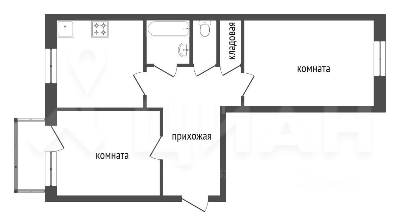 Планировка этой квартиры по данным Циан