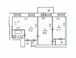 3-комн.кв., 53 м², этаж 4