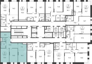 3-комн.кв., 76 м², этаж 18