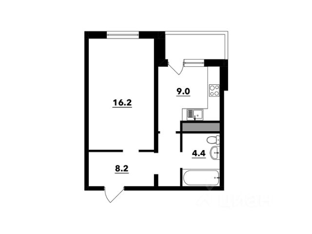 1-комн., 39,3 м², 3/12 этаж