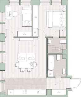 2-комн.кв., 58 м², этаж 11