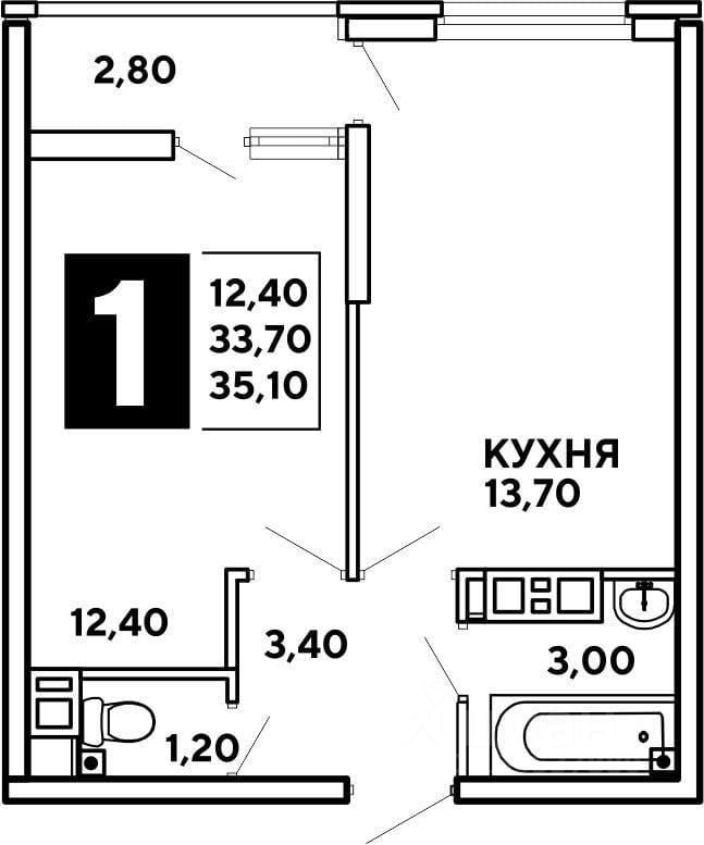 Планировка этой квартиры по данным Циан