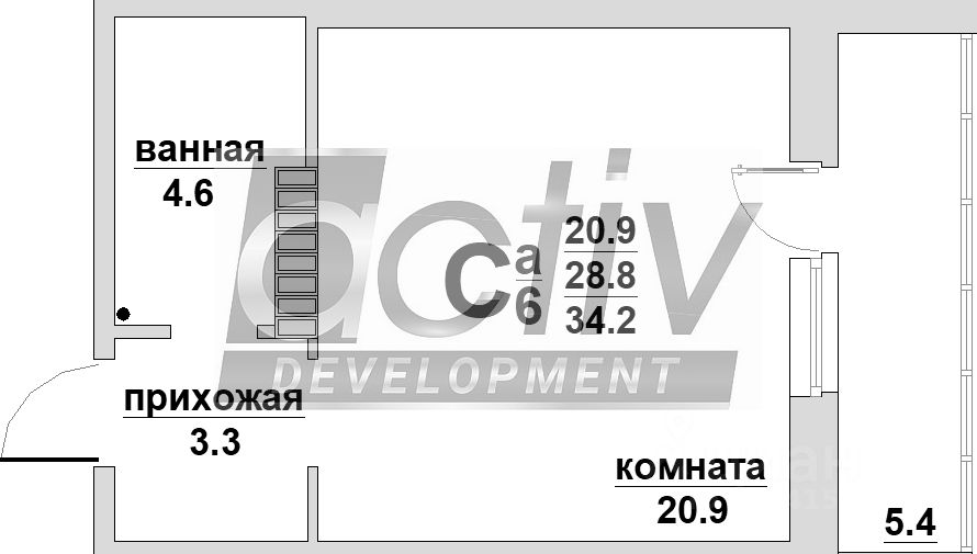 Планировка этой квартиры по данным Циан