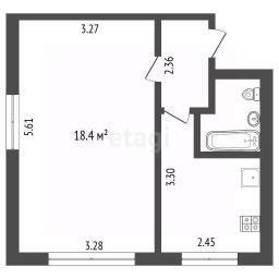 1-комн.кв., 30 м², этаж 2