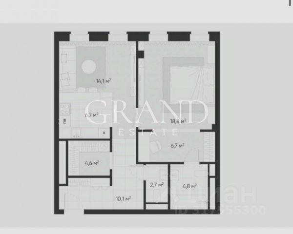 2-комн. апарт., 68,5 м², 5/6 этаж