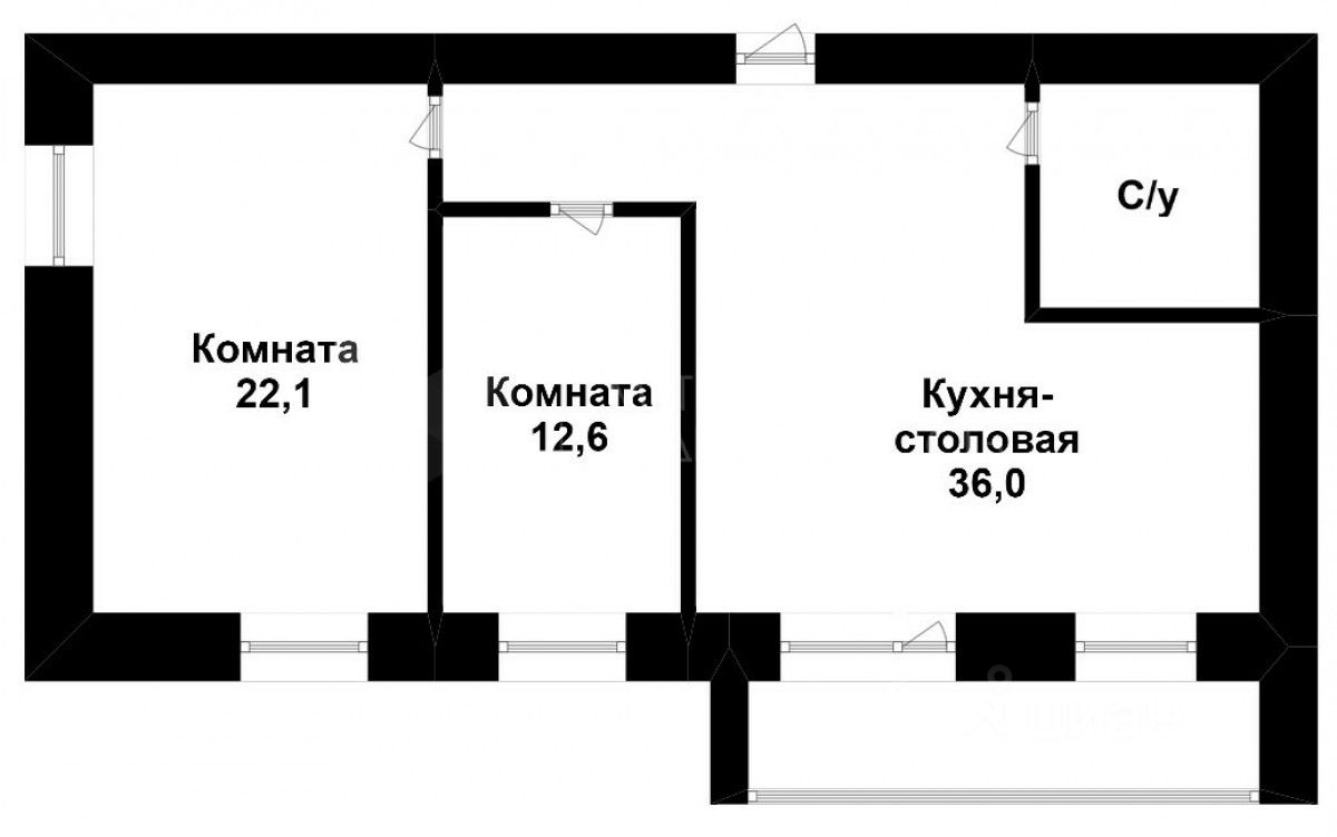 Планировка этой квартиры по данным Циан