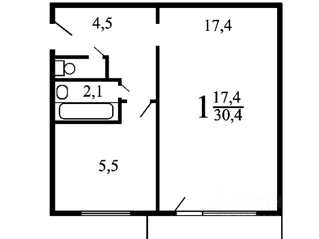 1-комн., 32 м², 3/5 этаж