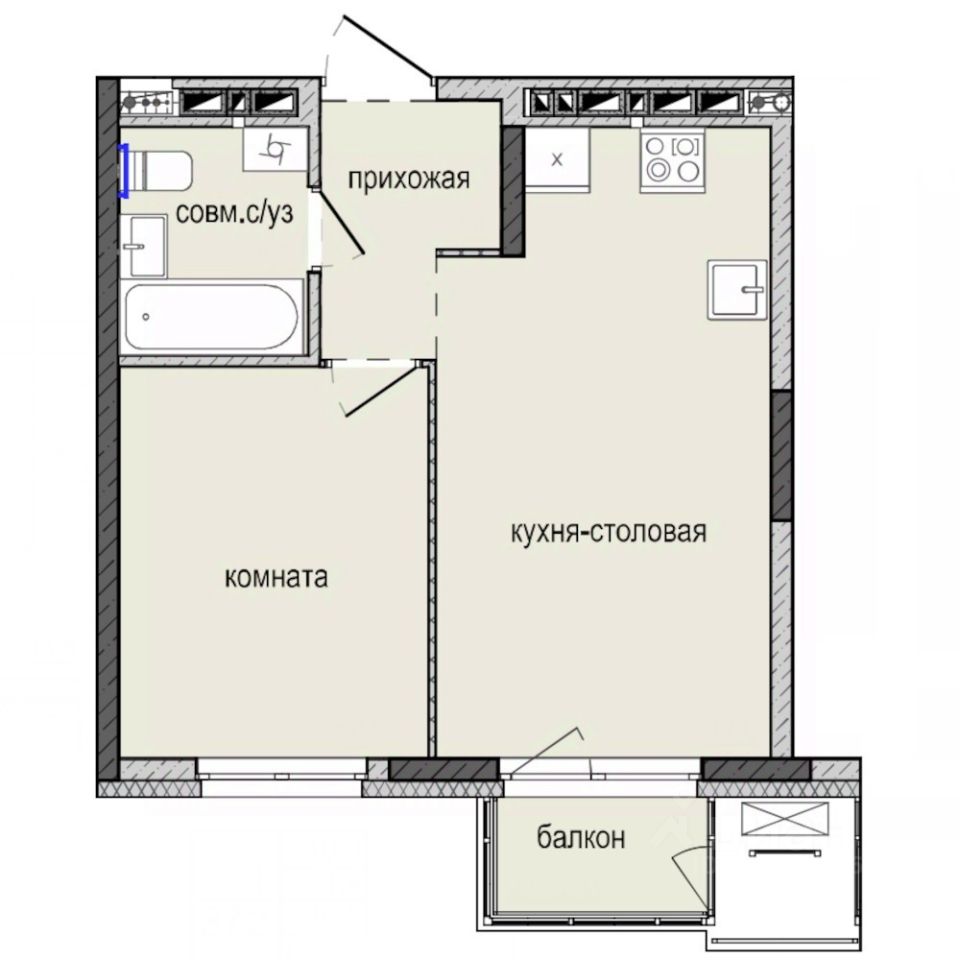 1-комн.кв., 35 м², 7/16 этаж