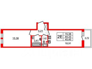 2-комн.кв., 45 м², этаж 9