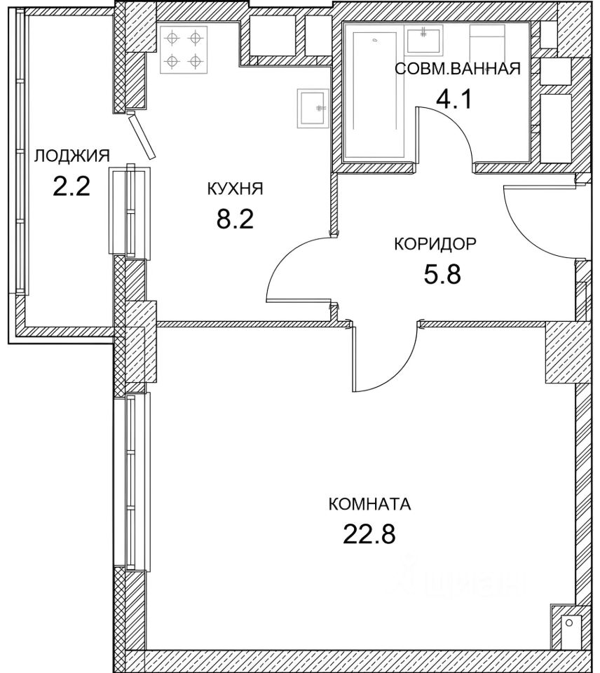 Планировка этой квартиры по данным Циан