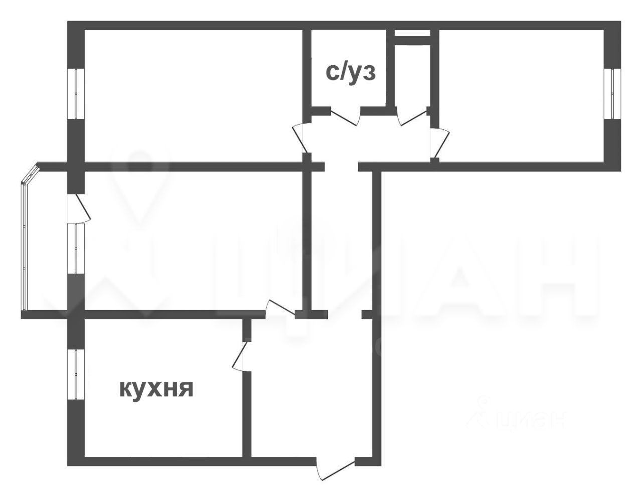 Планировка этой квартиры по данным Циан