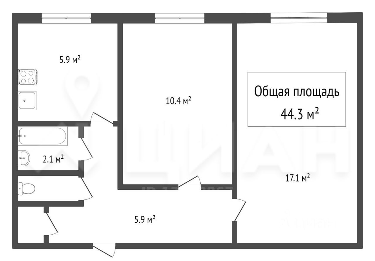 Планировка этой квартиры по данным Циан