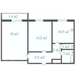 2-комн.кв., 54 м², этаж 10
