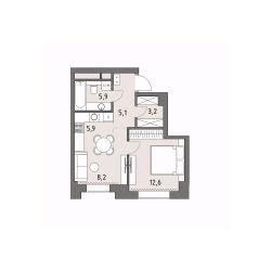 1-комн.кв., 41 м², этаж 24