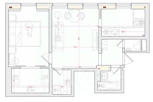 2-комн.кв., 45 м², этаж 3