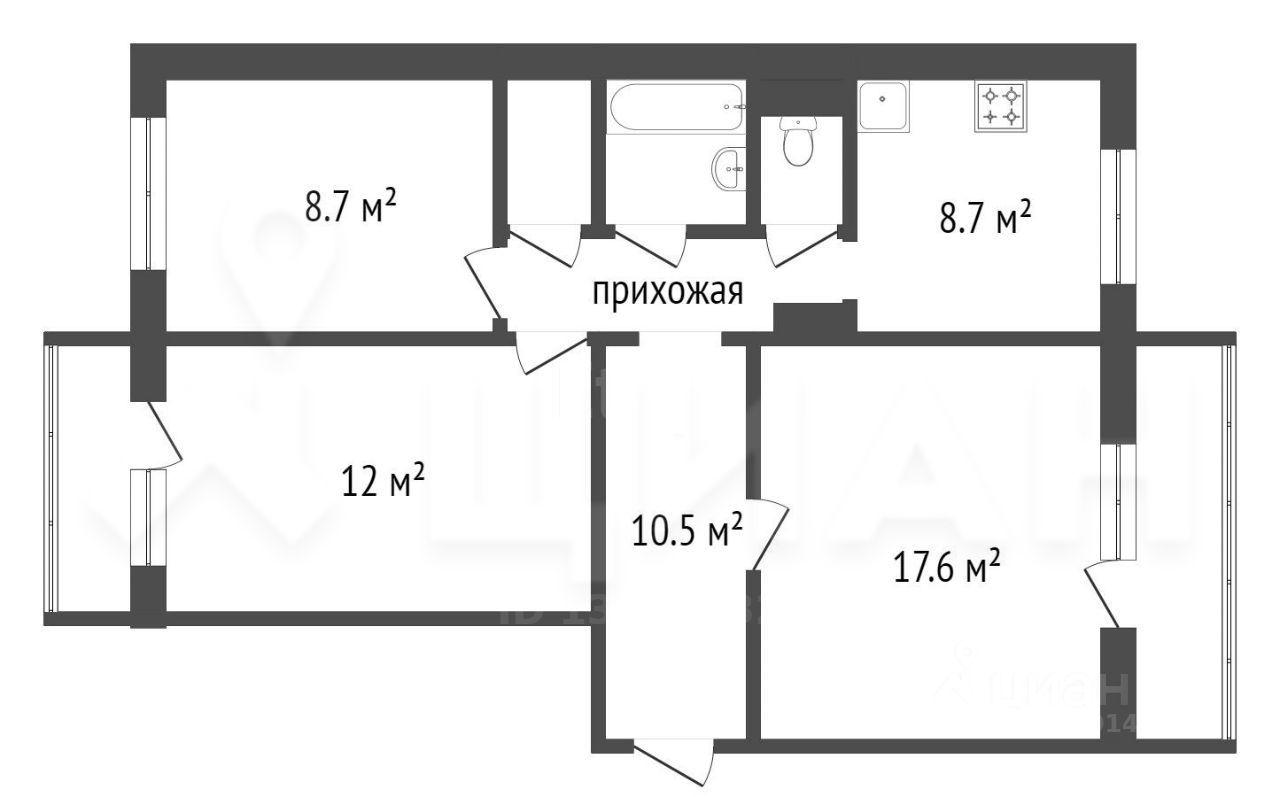 Планировка этой квартиры по данным Циан