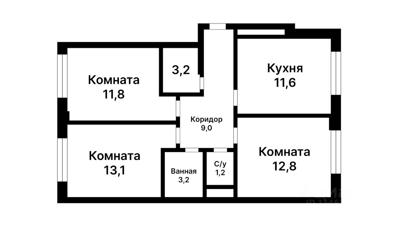 Планировка этой квартиры по данным Циан