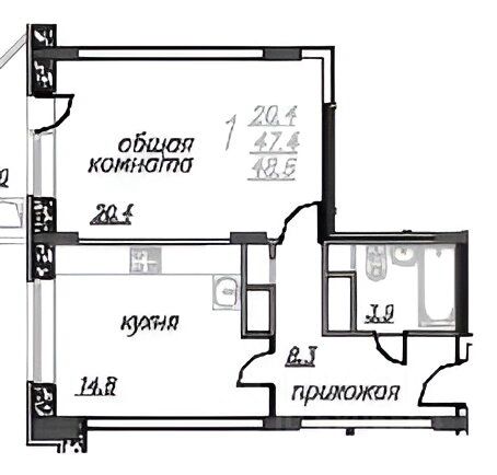 Планировка этой квартиры по данным Циан