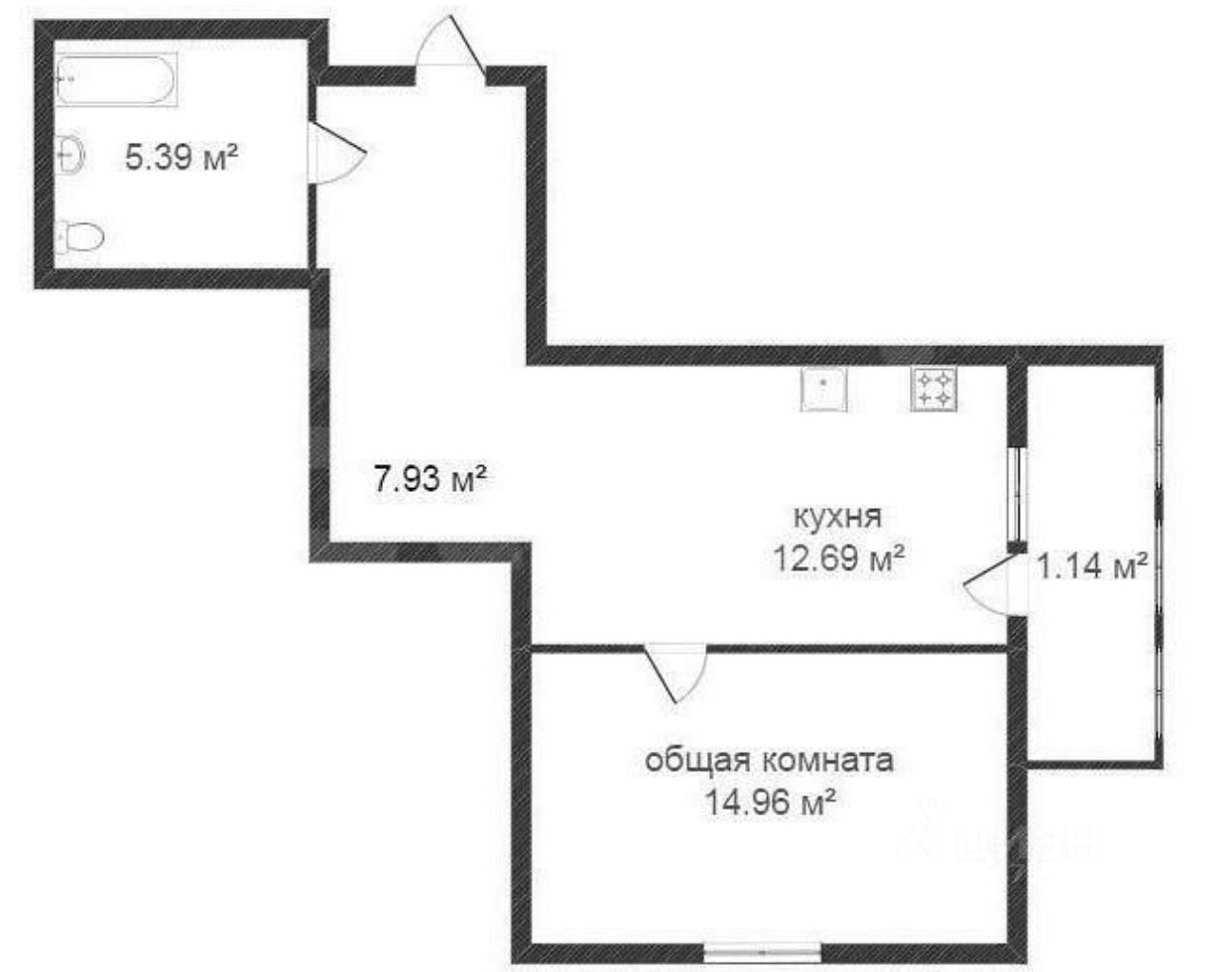 Планировка этой квартиры по данным Циан
