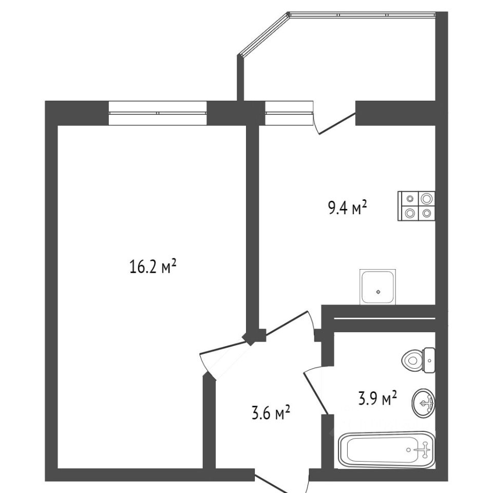 Планировка этой квартиры по данным Циан