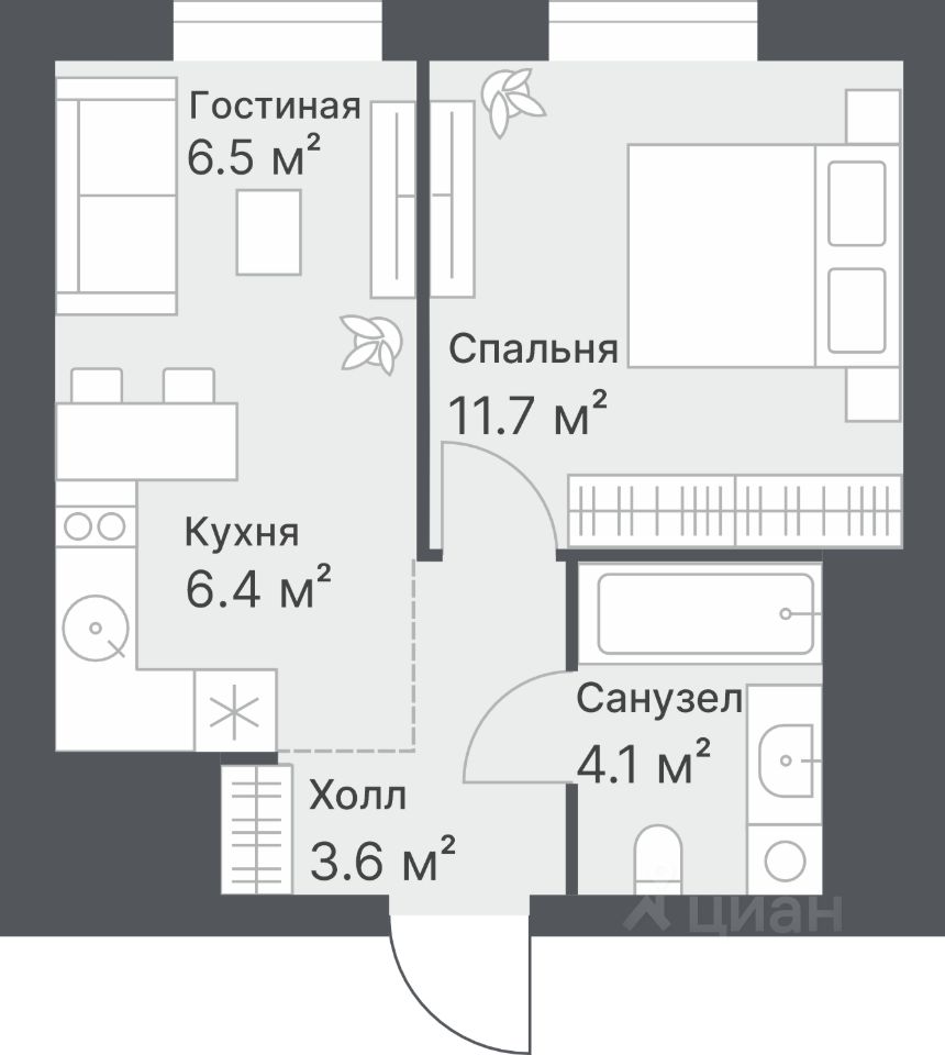 1-комн.кв., 32,2 м², 13/14 этаж