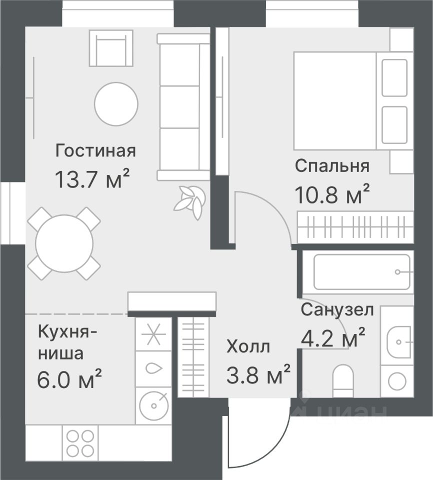 2-комн.кв., 38,5 м², 11/14 этаж