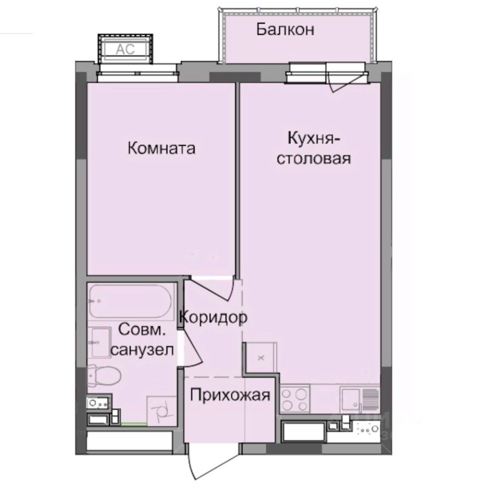 1-комн.кв., 37,7 м², 3/17 этаж