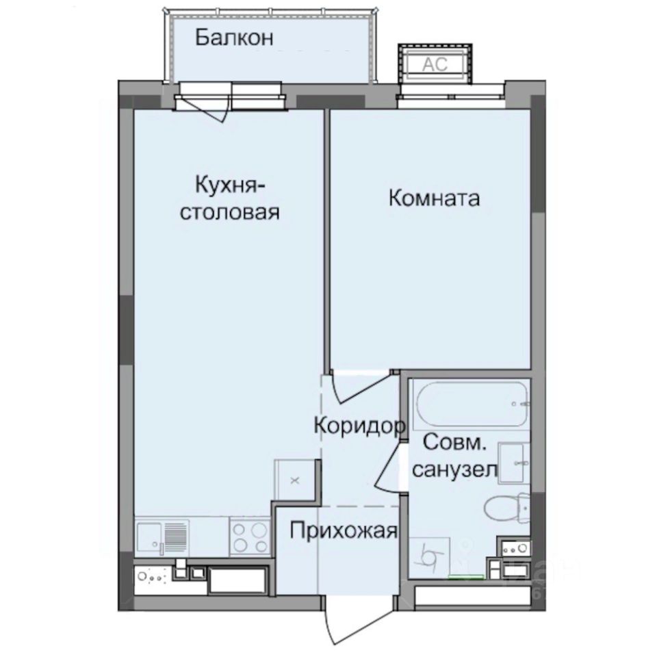 1-комн.кв., 37,8 м², 3/17 этаж
