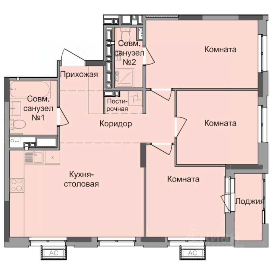 3-комн.кв., 76,1 м², 5/17 этаж