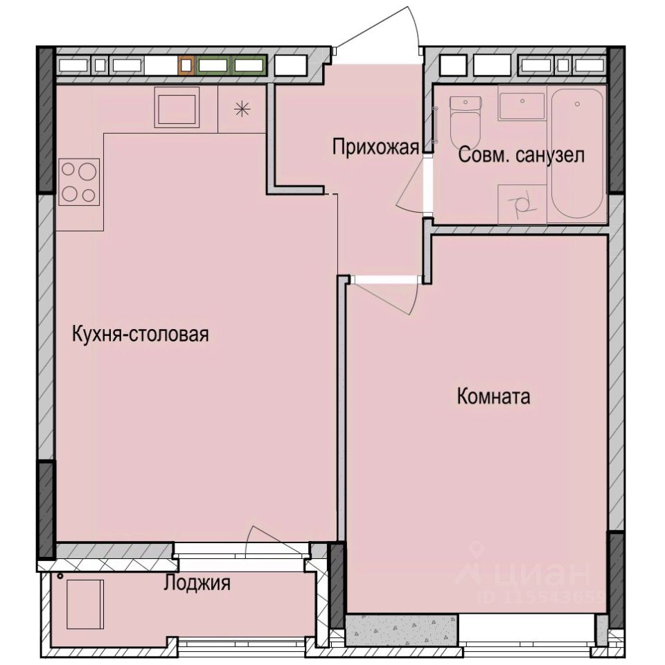 1-комн.кв., 41,7 м², 3/23 этаж