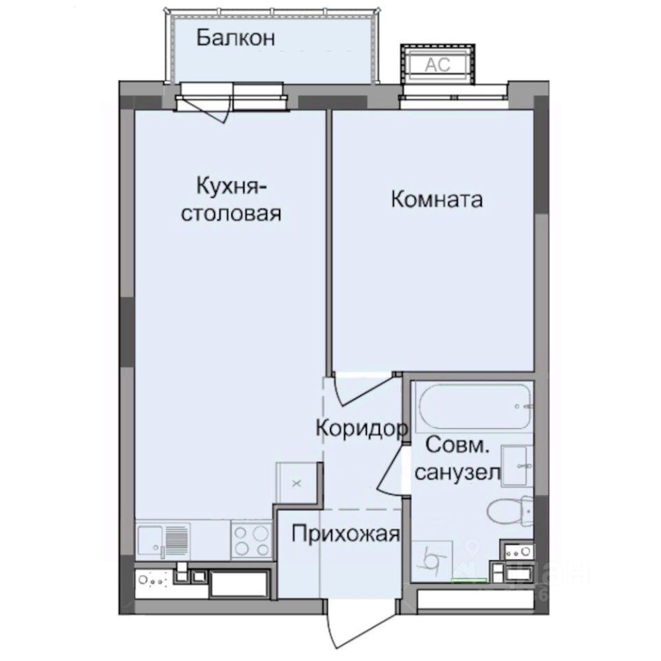 1-комн.кв., 37,8 м², 8/17 этаж