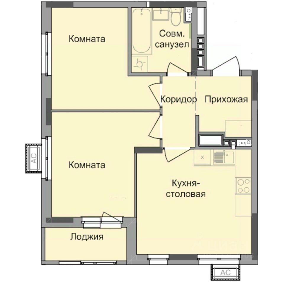 2-комн.кв., 54,7 м², 11/17 этаж