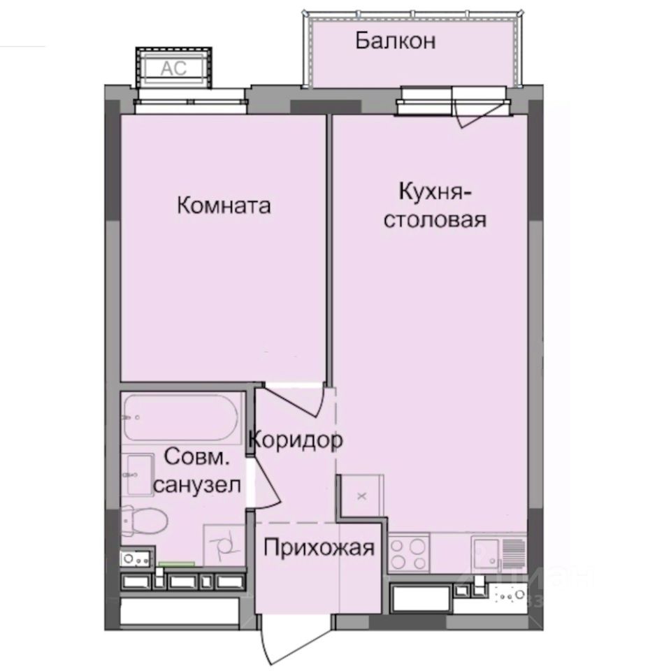 1-комн.кв., 37,4 м², 13/17 этаж