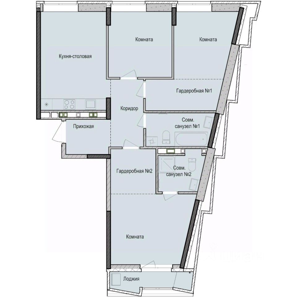 3-комн.кв., 87,3 м², 2/23 этаж