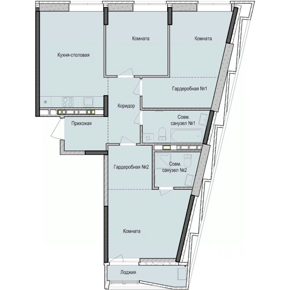 3-комн.кв., 87,1 м², 7/23 этаж